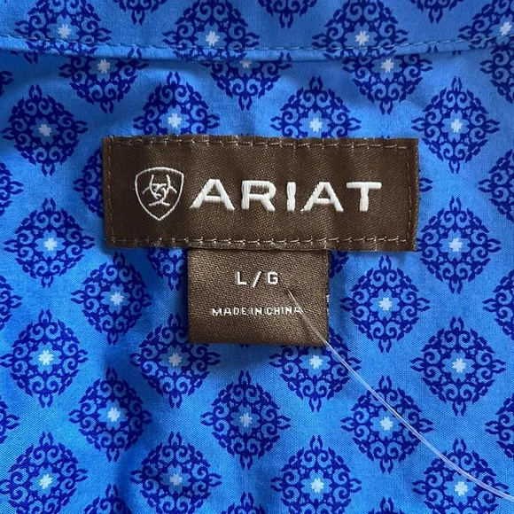 LIKE NEW ARIAT LONG SLEEVE SHIRT. Size L. Blue. EXCELLENT CONDITION. - Picture 7 of 12